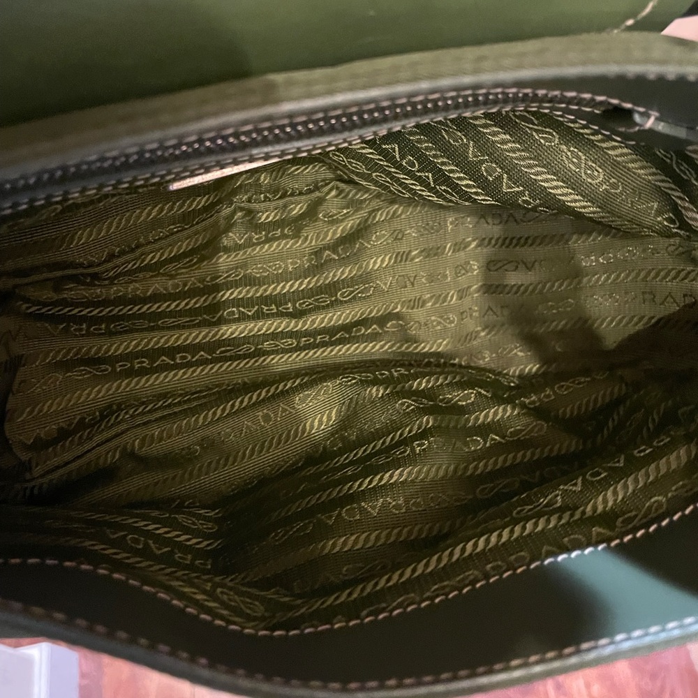 Prada Green Leather and Canvas Hobo with Gold Hardware - Picture 9 of 14